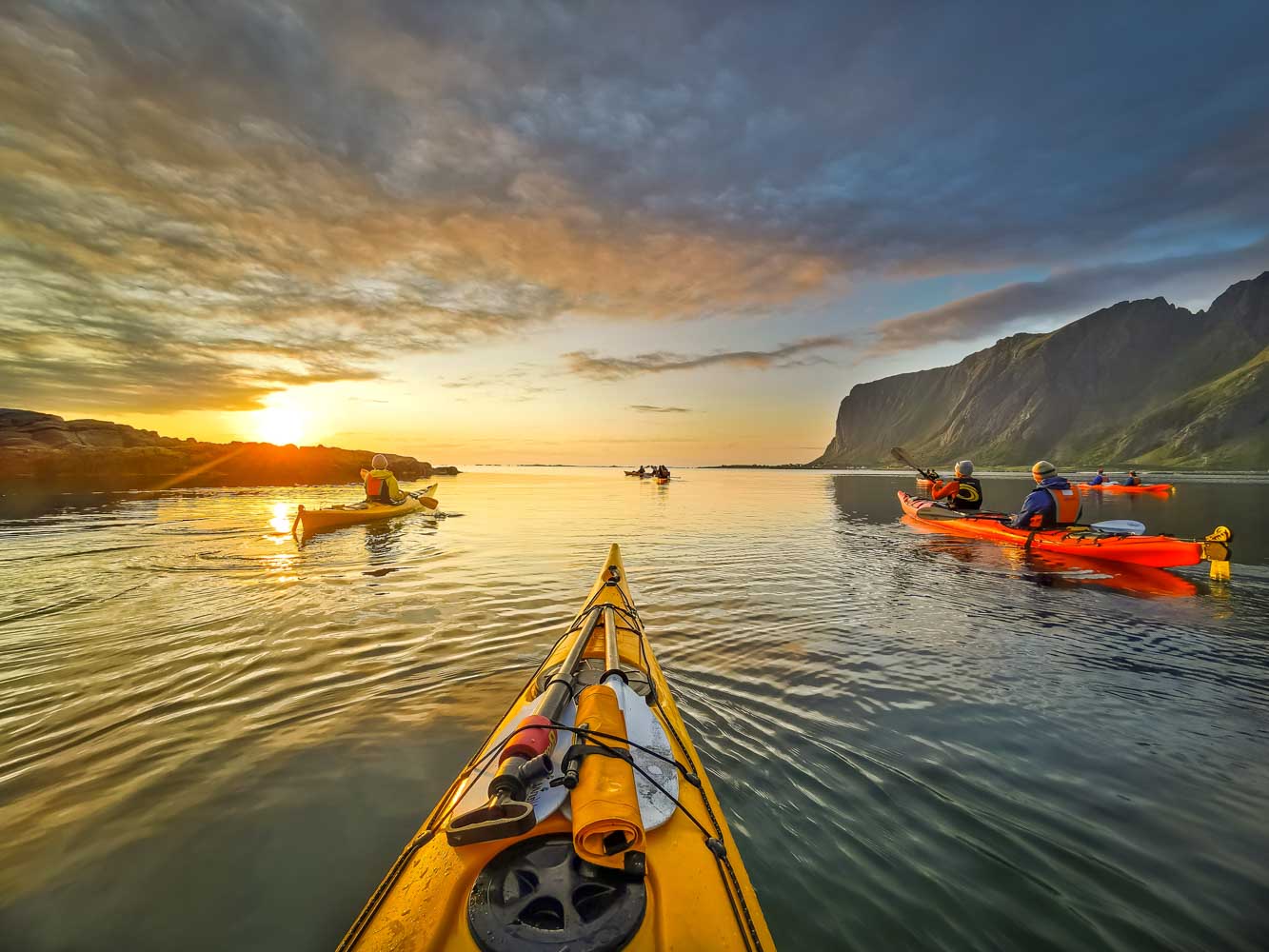 Kayaking in Norway with its midnight sun
