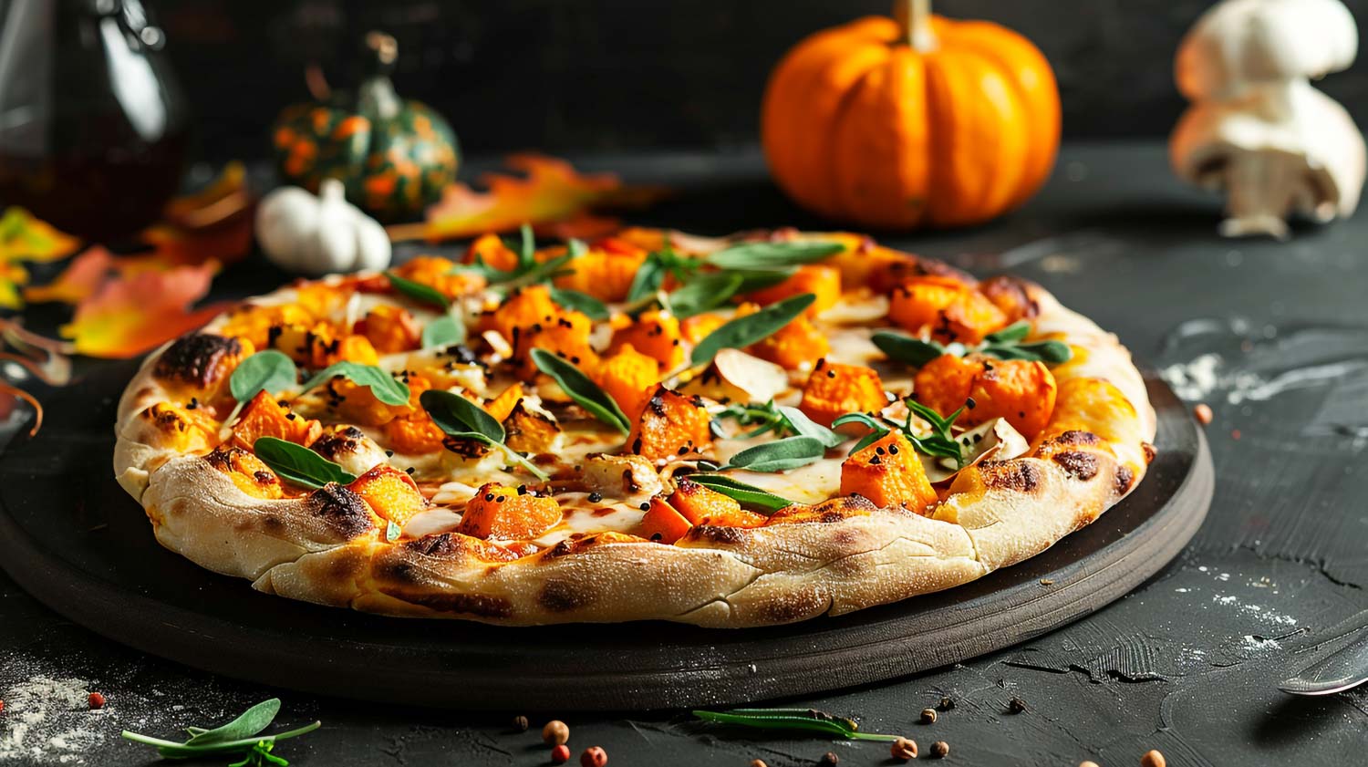 pizza with pumpkin it pumpkin table